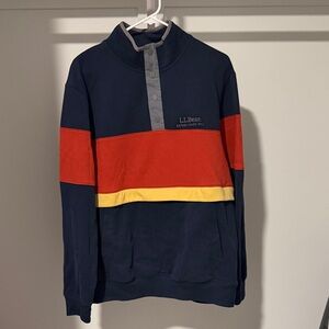 L.L. Bean Men's Striped Sweater - Navy, Red, Yellow